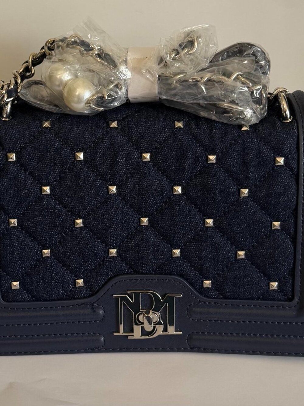 Badgley Mischka Navy Jean Quilted Crossbody Bag New With Tags Badgley Mischka